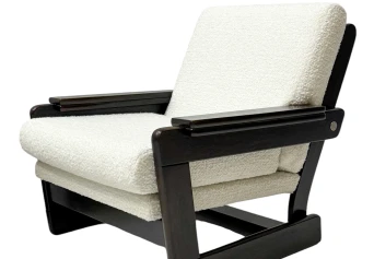 Mid-Century Modern Wenge Lounge Chairs with Bouclé Upholstery, 1970s